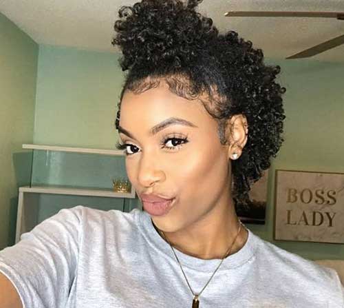 Top Knot Short Natural Curly Hairstyles-8